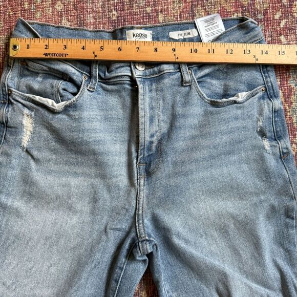 Kensie Vintage Luxe The Slim 10/30 Distressed Light Blue Women's Jeans - Picture 3 of 11